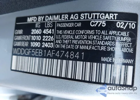 2010 Mercedes-Benz C 300 Luxury/Sport z USA, uszkodzony, nr VIN WDDGF5EB1AF474841